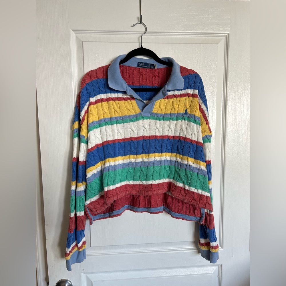 SALE🔥Never worn RL striped boxy cable sweater